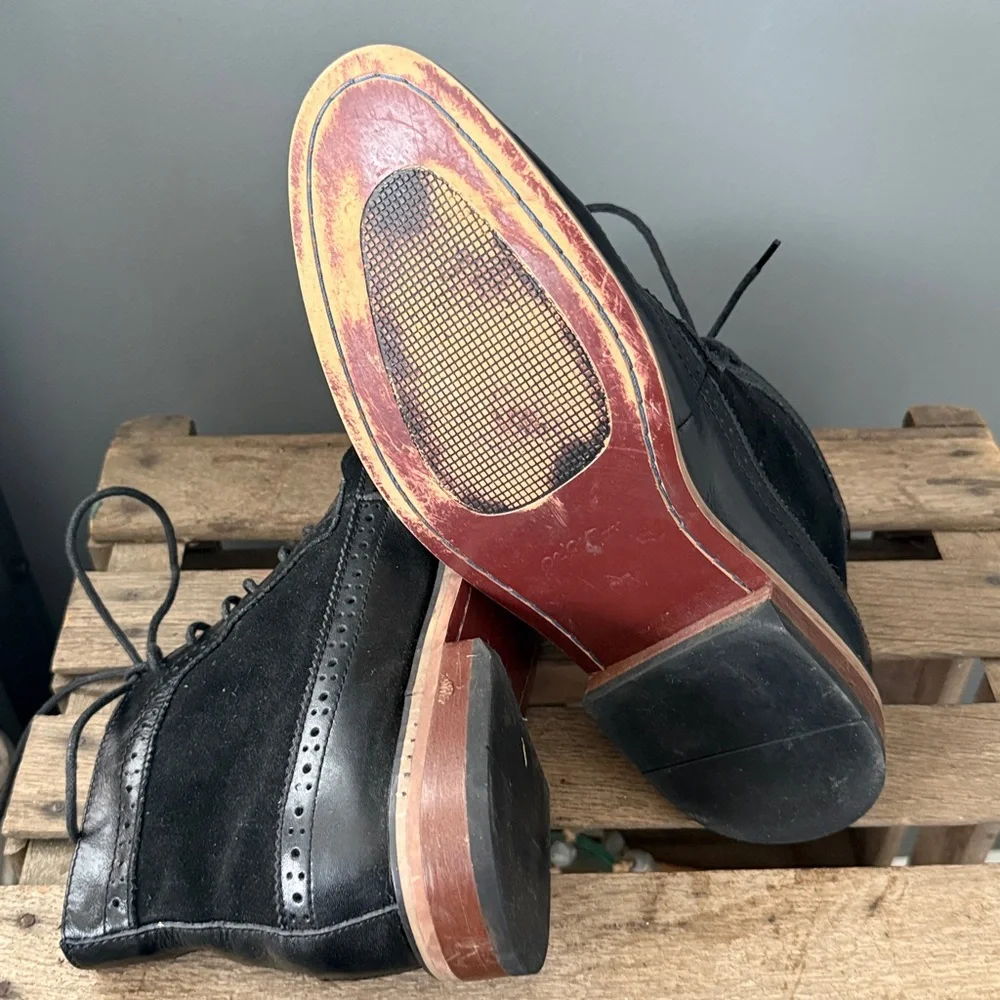 La Milano Mens Black Suede & Leather Oxford Dress Boots Size 9.5‎ A23